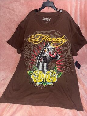 Ed Hardy Men's Graphic Tee with Rhinestones